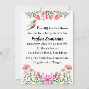Hummingbird Baby Shower Inbjudningar