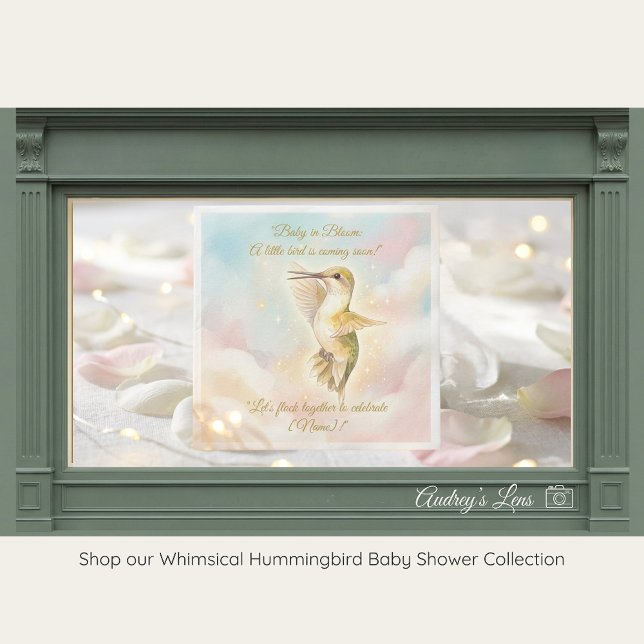 Hummingbird Baby Shower Napkins | Pastel Sky Sky Pappersservett (Skapare uppladdad)
