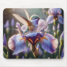 Hummingbird Bathing in an Iris Blommar