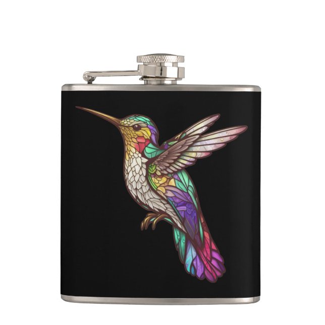 Hummingbird Bird Animal Porträtt Glass Art Fickplunta (Framsidan)