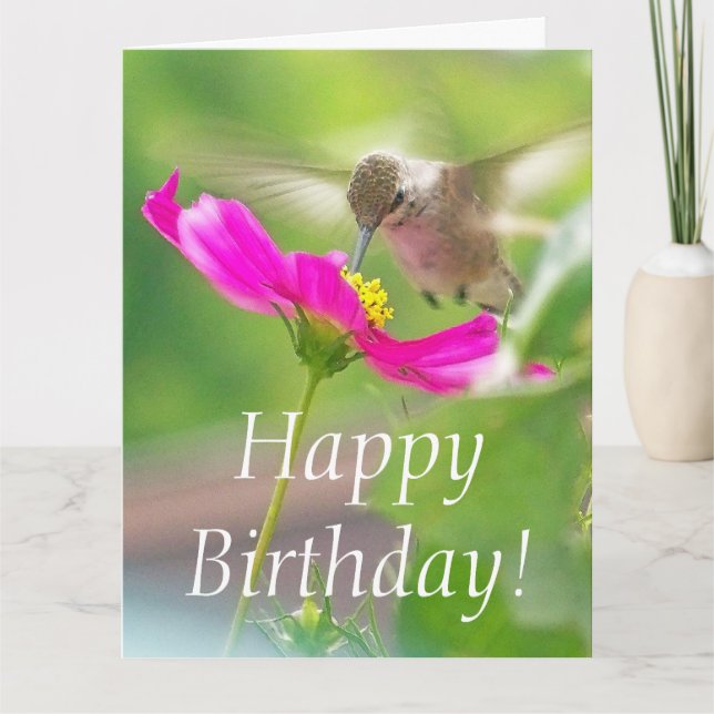 Hummingbird Bird Blommigt Big Greeting Card Kort (Framsida)