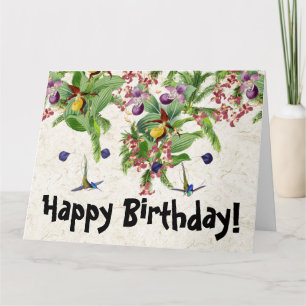 Hummingbird Bird Blommigt Big Greeting Card Kort