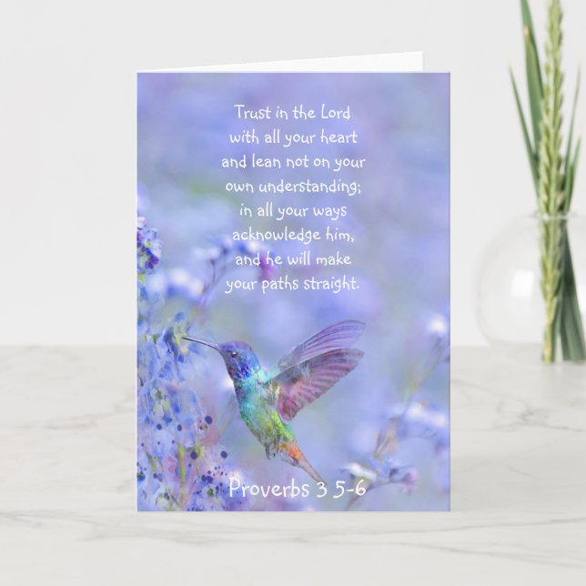 Hummingbird Bird Blue Garden Blommigt BibleScriptu Kort (Framsida)
