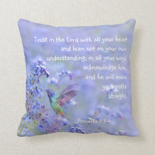 Hummingbird Bird Blue Garden Blommigt BibleScriptu Kudde