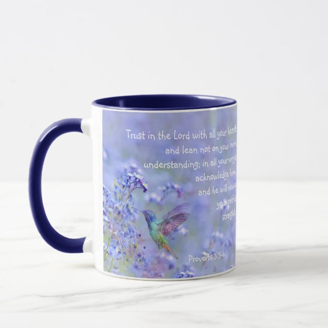 Hummingbird Bird Blue Garden Blommigt BibleScriptu Mugg (Vänster)