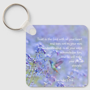 Hummingbird Bird Blue Garden Blommigt BibleScriptu Nyckelring