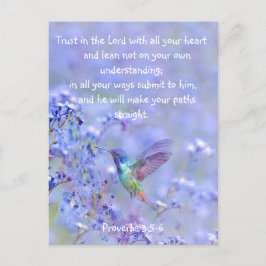 Hummingbird Bird Blue Garden Flower BibleScripture Vykort