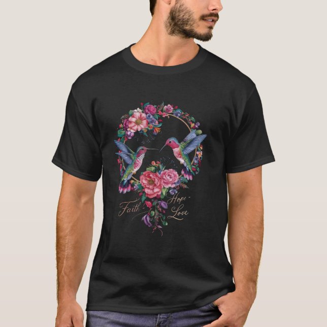 Hummingbird Bird Nectar Vingar Plumage Flowers 2 T Shirt (Framsida)