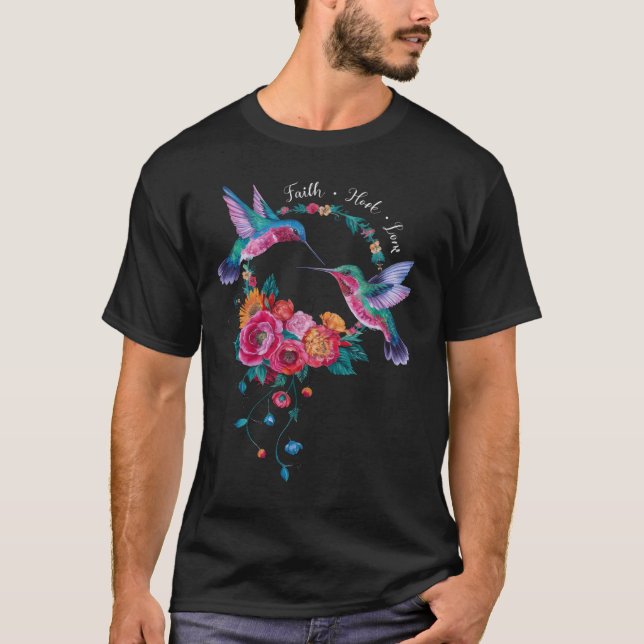 Hummingbird Bird Nectar Vingar Plumage Flowers 4 T Shirt (Framsida)