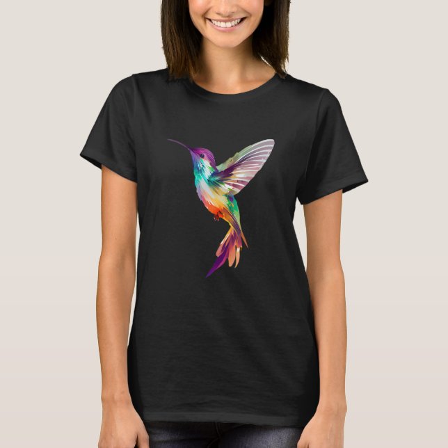 Hummingbird Bird Nectar Vingar Plumage Flowers T Shirt (Framsida)