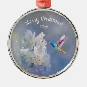 Hummingbird Bird White Garden Flower jul jul Julgransprydnad Metall
