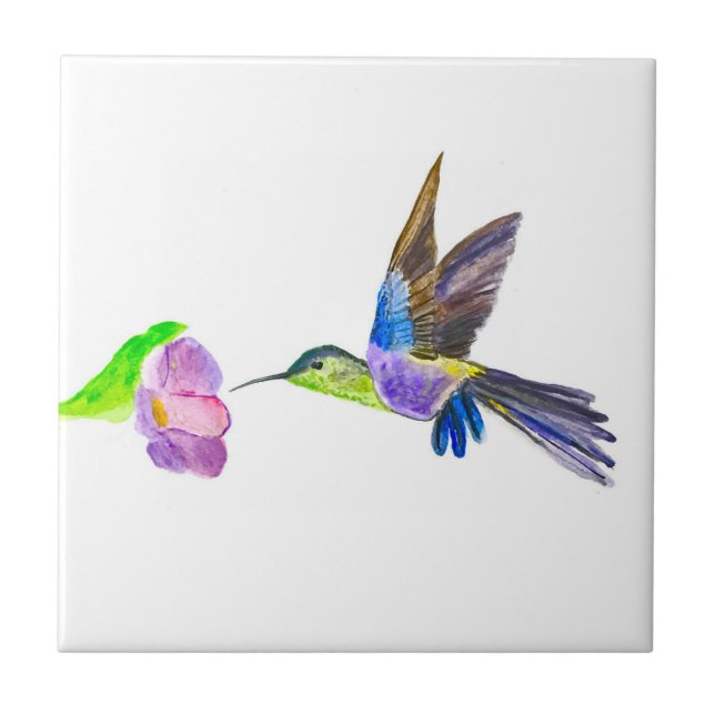 Hummingbird Bird Wildlife Watercolor Colorful Kakelplatta (Framsidan)