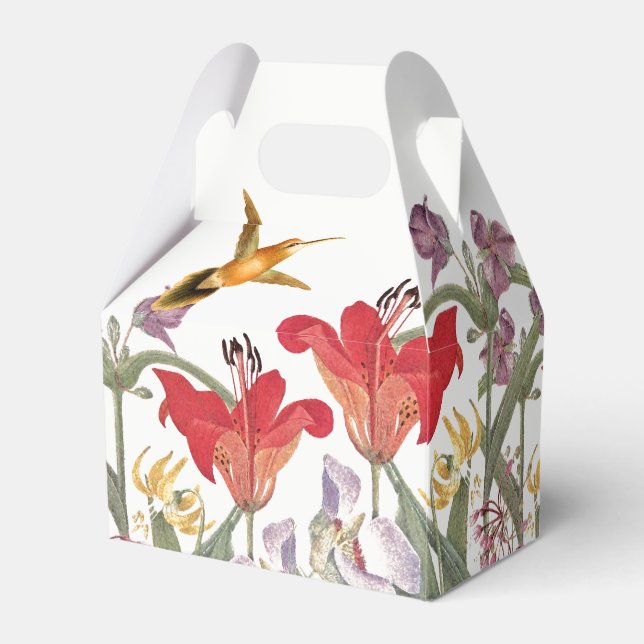 Hummingbird Birds Lily Flowers Garden Favor Box Presentaskar (Baksidan Sidan)