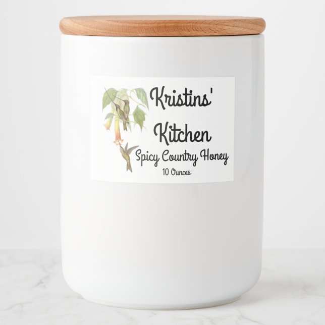 Hummingbird Birds Wildlife Flowers Food Label Mat Etiketter (Framsida)