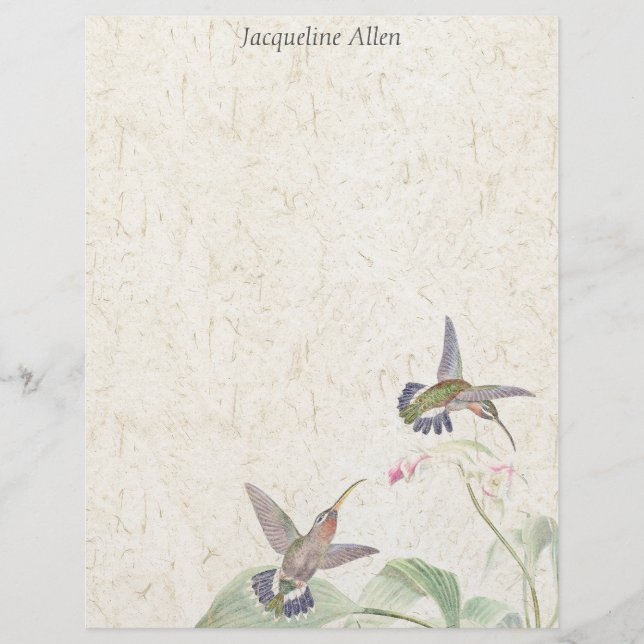 Hummingbird Birds Wildlife Flowers Letterhead (Framsida)