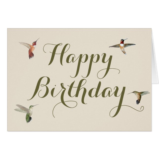 Hummingbird Birthday Card Hälsningskort (Framsidan Horizontal)