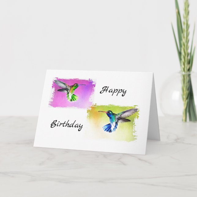 Hummingbird Birthday Card Kort (Framsida)