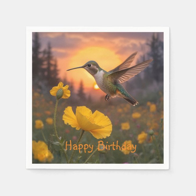 Hummingbird Birthday Pappersservett (Framsidan)