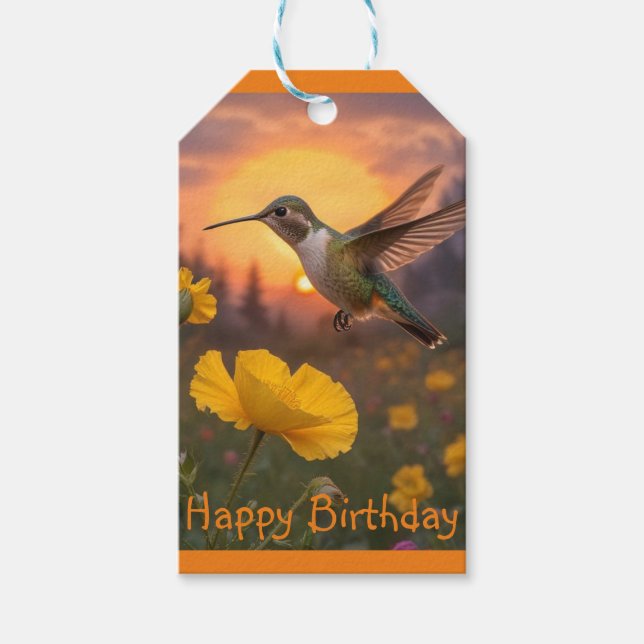 Hummingbird Birthday Presentetikett (Framsidan)