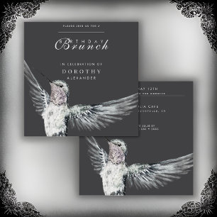 Hummingbird Black and White ANY Birthday Brunch Inbjudningar