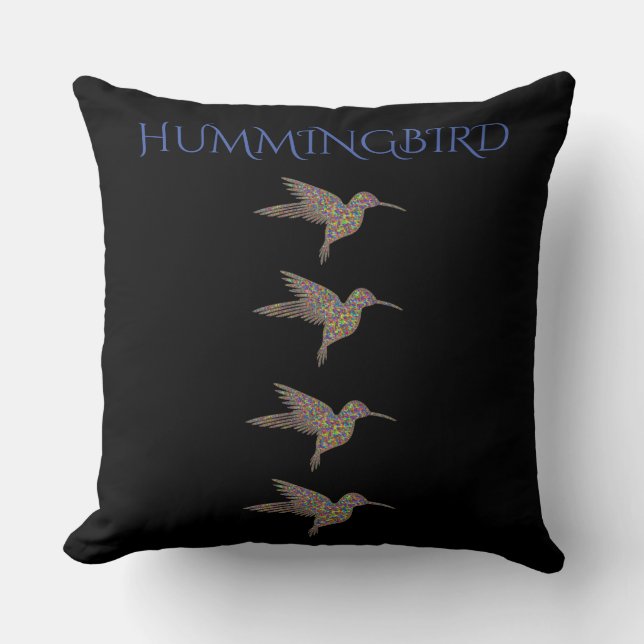 Hummingbird Black dekorativ kudde. Kudde (Framsida)
