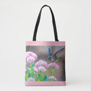 Hummingbird bland blommor tygkasse
