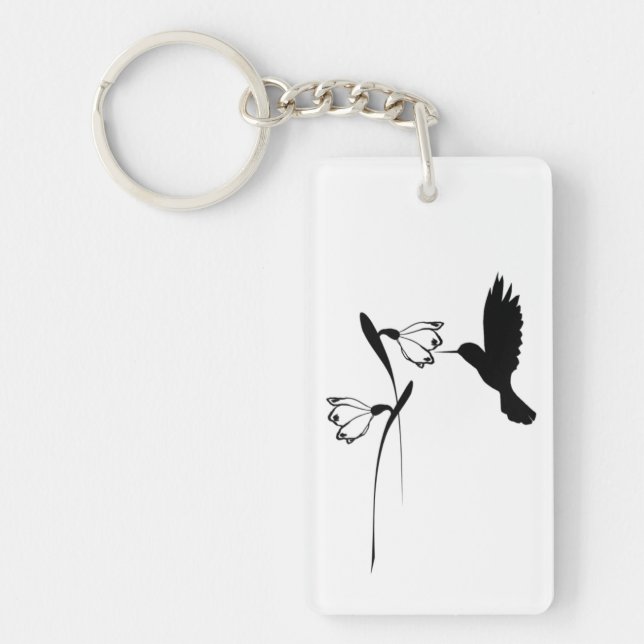 Hummingbird- & blommaSilhouette Keychain (Framsidan)
