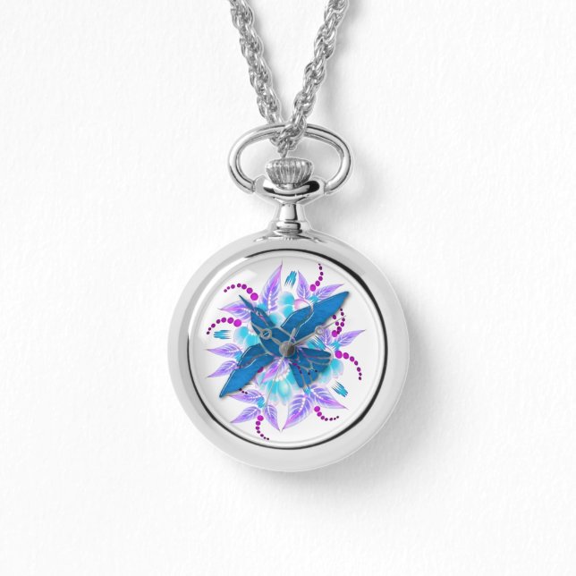 Hummingbird Blommigt Art Deco Armbandsur (Framsida)