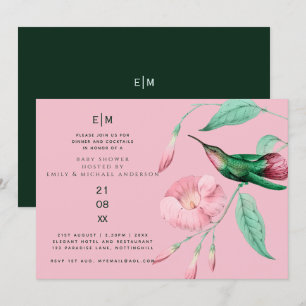 Hummingbird Blommigt Baby Par Shower Modern Inbjudningar