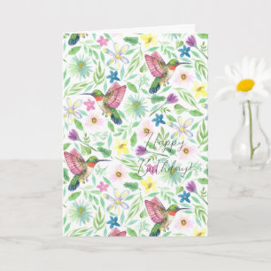 Hummingbird blommigt Birday Card Kort