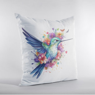Hummingbird Blommigt Bouquet Födelsedagsfest Kudde