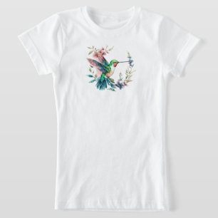 Hummingbird Blommigt Bouquet Födelsedagsfest T Shirt