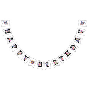 Hummingbird Blommigt Bouquet Födelsedagsfest Vimplar