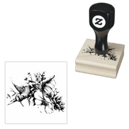 Hummingbird Blommigt Bouquet Stämpel