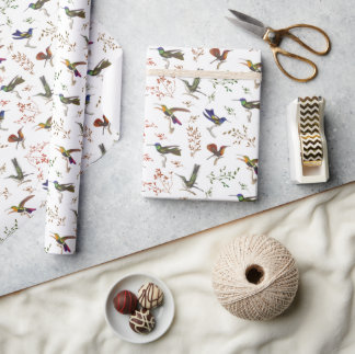 Hummingbird Blommigt Colorful Birder Presentpapper