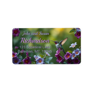 Hummingbird Blommigt Design Address Label Adressetikett