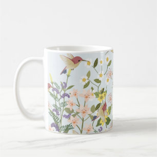 Hummingbird Blommigt Garden Vintage Illustration Kaffemugg