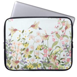 Hummingbird Blommigt Garden Vintage Illustration Laptop Fodral