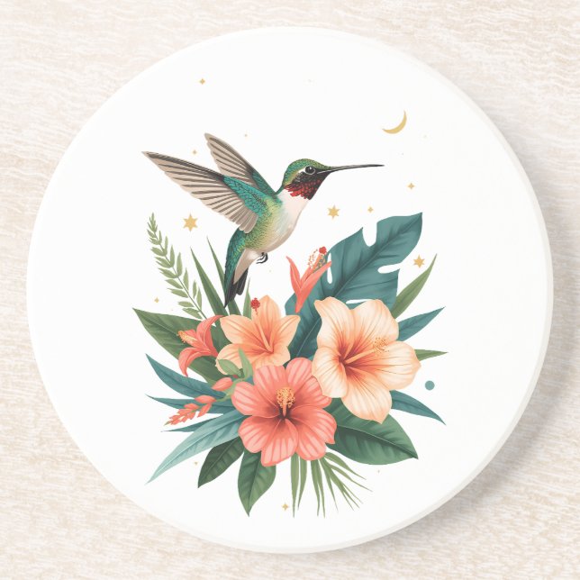Hummingbird Bloom Sandstone Coaster Underlägg (Framsidan)