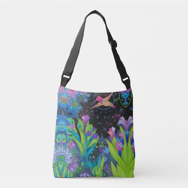 Hummingbird Blooms Crossbody Bag Axelväska (Framsida)