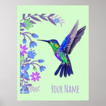 Hummingbird Botanical Flowers for bird älskare