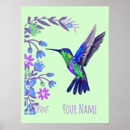 Hummingbird Botanical Flowers for bird älskare Poster