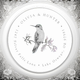 Hummingbird Bröllop par Namn Returadress Runt Klistermärke