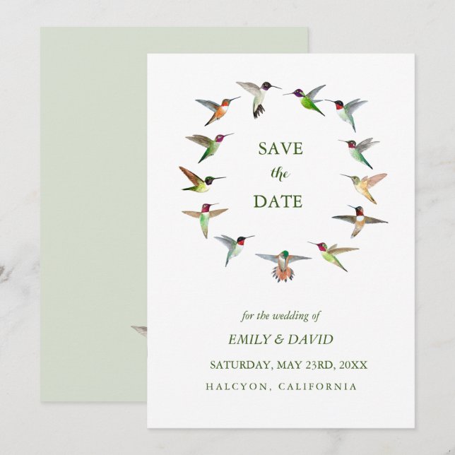 Hummingbird Bröllop Save the Date Annonsering Inbjudningar (Fram/baksida)