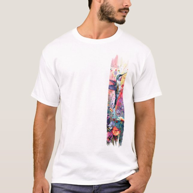 Hummingbird Brushstroke-färg T Shirt (Framsida)
