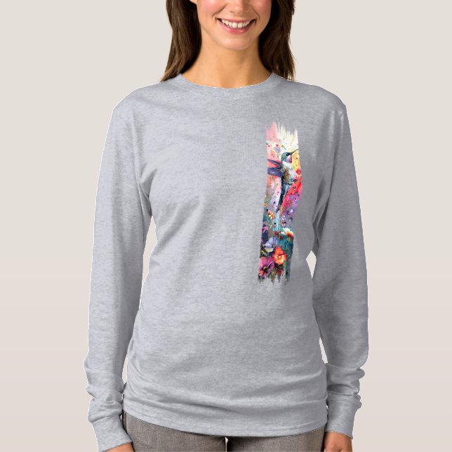 Hummingbird Brushstroke-färg T Shirt (Framsida)