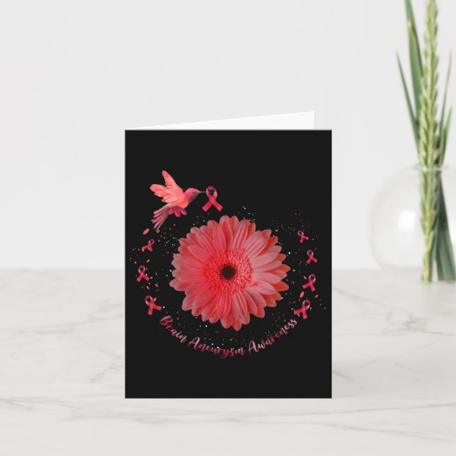 Hummingbird Burgundy Solros Brain Aneurysm Awar Kort (Framsida)