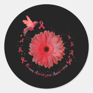 Hummingbird Burgundy Solros Brain Aneurysm Awar Runt Klistermärke