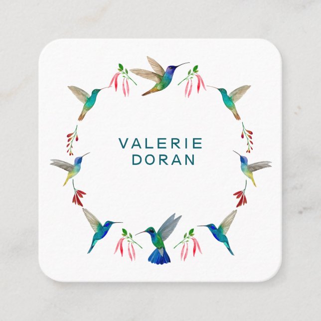 Hummingbird  Business Card Fyrkantigt Visitkort (Framsida)