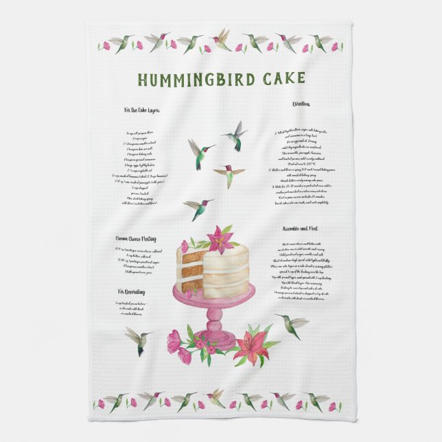Hummingbird Cake Recipe Kitchen Towel Kökshandduk (Vertikal)